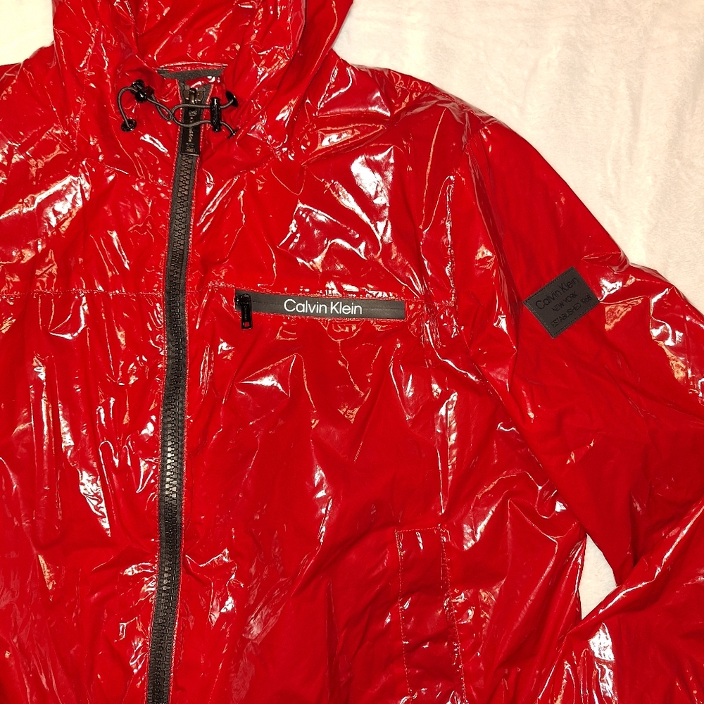 Shiny Nylon Calvin Klein Windbreaker Jacket Raincoat